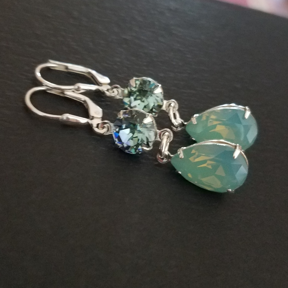 Austrian Crystal Sterling Silver Earrings - Picture 4 of 8